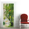 Andra dekorativa klistermärken Selfadhesive Door Sticker Jungle 3D tapet Green Forest Wall for Bedroom Decor Home Design Poste PVC Garderob Cover 230403