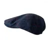 Basker blå rutig ull Autumn Winter British Style Sboy Beret Hat Retro England Hats Male Peaked Painter Cap 29