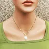 Chaînes KIOOZOL Acier inoxydable Perle Pendentif Perle Chaîne Collier Pour Femmes Mode Bijoux Cadeau 324 KO2