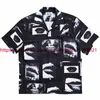 Männer Casual Hemden WACKO MARIA Schwarz Weiß Hawaii Strand Mode Männer Frauen Lip Paar Vintage Shirt