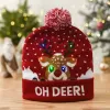 Chapeau tricoté avec lumière LED de noël à la mode, lanterne de fête, chapeau de boule chaud pour adultes, vente en gros, 1103