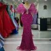 Luxe Aso Ebi Robes De Bal De Grande Taille Photo Réelle Sirène Cristaux De Perles Rehinestone Paillettes Robe De Soirée Gala Occasion Robes Deuxième Robe De Réception