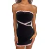 Vestidos casuais mulheres y2k baixo corte cetim tubo vestido fora do ombro curto para streetwear bodycon saia sexy malha mini