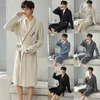 Herren-Nachtwäsche, Heimkleidung, Bademäntel, luxuriöser Pit-Streifen-Druck, Nachthemd, Baumwoll-Pyjamas, Kimono, Langarm, Nachthemd, Nachthemd, 4XL