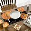 Table Mats Black Pumpkins Fall Placemats Set Of 4 12x18 Inch Seasonal Autumn Halloween For Party Kitchen Dining Decor Stocked