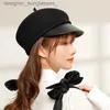 BERETS 2022NEW JANESE OCH KOREAN 100% Australien Wool Cloche Hat Oregelbundet Newsboy C La Chic Berets Women Pu Peak Felt Fedora Hatsl231103