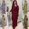 エスニック服ラマダンヒジャーブ祈り衣服イスラム教徒の女性2ピースキマーアバヤマキシスカートセットカフタンドレスターキーブルカジルバブ