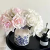 Decorative Flowers 5Pc Hand-feel Moisturizing Curled Rose Bouquet Real Touch Artificial Wedding Bridal Home Decor Party Floral