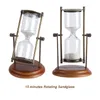 Wall Clocks Sand Timer Hourglass Timers Rotating 15 Minutes Table Ornament Holiday Gift For Living Room Bedroom Friend