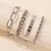 Collane con ciondolo Bracciale a catena spessa in lega esagerata Moda donna Braccialetti dorati semplici per le donne Ciondolo