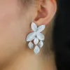 Stud Llegó Iced Out Luxury Bling CZ Moda Mujer Joyería Micro Pave 5A Big Flower Charm Drip Leaf Cuelga Pendientes 231102