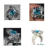 Konst och hantverk Fina unika grossist Lyxsmycken 925 Sterling Sier Cushion Shape Aquamarine Gemstones CZ Diamond Wediding Women DHPXP