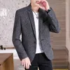 Męskie garnitury 2023 butique modne modne modne modne w kratę, oddychającą koreańskie kurtki sztabowe wysokiej jakości małe