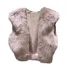 Gilet da donna 2023 Inverno Corto Gilet di pelliccia Donna Chic Protezione ambientale Peloso Colore solido Elegante Luce Lusso Tutto coordinato