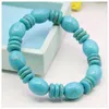 Strand 12x16mm bleu boulier seau dinde turquoises bracelet de perles femmes hommes filles à lacets élastique fabrication de bijoux conception ornement à la main