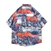 Chaopai Snow Mountain AOP Kort ärmskjorta Män och kvinnor Street Hip Hop BF Casual Par Beach Holiday Flower Shirt