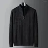 Maglioni da uomo Maglione a collo alto con cerniera Maglione lavorato a maglia da uomo Collo alto Nero Pullover kaki Abbigliamento coreano Vintage 2023