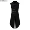 Men's Vests Black Gothic Steampunk Velvet Vest Medieval Victorian Double Breasted Men Suit Tail Coat Stage Cosplay Prom Costume 230331