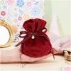 Jewelry Pouches Bags 10Pcs Veet Package Dstring Gift Packaging Pouches With Plastic Imitation Pearl Drop Delivery Di Dhgarden Dhxuo