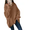 Blusas femininas gola alta suéter oversized Batwing robusto pulôver casual outono malha jumper túnica