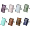 Natural Crystal Rings in Rectangular Shape with Adjustable Opening for Versatile Summer Travel Rings