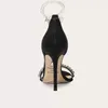 Sandálias verão superfície de seda strass uma palavra com pérola diariamente versátil magro salto alto vestido de festa grande pequeno sapato feminino