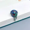 Klusterringar 925 Sterling Silver Peacock Shape Ring for Women Retro Ethnic Emamel Colorful Bird Tassel Justerbara smycken JZ106