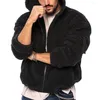 Vestes d'homme hiver homme chaud polaire fourrure moelleux manteau à capuche veste zippée solide vêtements de couleur pull streetwear vêtements pour hommes