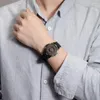 Armbanduhren FNGEEN Holzzifferblatt Magnetische Herrenmode Lässige Quarzuhr Einfaches Leder Mehrfarbiges Armband