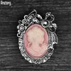 Brooches Vintage Bowknot Cameo Antique Silver Plated Fashion Resin Flower Rhinestone Brooch For Women BR29