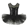 Dancewear preto lantejoulas crianças festa fantasia traje meninas ballet tutu collant vestido para desempenho 231102