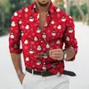 Chemises décontractées pour hommes Harajuku chemise pour hommes short imprimé de noël T-shirt à revers hawaïen 2023 grands vêtements de vacances