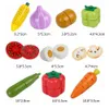 Baby Early Education Props Wooden Kitchen Toys Breakfast Ice Cream Cutting Fruit Vegetables Food Toys Preschool Children Birthday Christmas Gifts