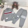 Luxury kids Tracksuits Autumn baby clothes Size 90-150 Multi color pinstripe decoration zippered jacket and pants Nov05