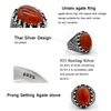 Klusterringar Natural Agate Stone 925 Sterling Silver Men's Ring Turkish Beauty Trend Auspicious Retro för att skicka far