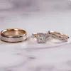 Wunderschöne 3 Teile/satz Frauen Eheringe Mosaik Zwei Ton Romantische Weibliche Verlobungsring Modeschmuck