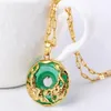 14K Gold Necklace Emerald Pendants for Female Luxury Colgante De 925 Mujer Green Jade Emerald Pendant Topaz Gemstone Necklaces CX2226l