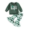 Kleidungssets 1116 Lioraitiin 03 Jahre Baby Mädchen St. Patricks Day 2 Stücke Frühlingsoutfits Langarm Brief Pullover Shamrock Schlaghose 230331