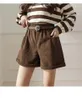 Women's Shorts 2023 Autumn Winter Casual Elastic High Waist Corduroy Women A- Line Slimming Loose Wide Leg Fashion Woman