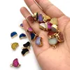 Charms 2pcs/pack Moon Shape Natural Crystal Stone Pendants Gold Plated Electroplating DIY For Making Necklace 7 Colors 13x14mm