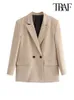 Costumes pour femmes Blazers TRAF femmes mode Double boutonnage coupe ample Blazer manteau Vintage à manches longues poches vêtements de dessus pour femmes Chic hauts 230403