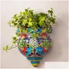 庭の装飾樹脂の植木鉢手作り彫像フラットバックされた壁プランタークラフトホームガーデニングの装飾ornamedhyha