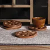 Tapetes de mesa, 1 Uds., agarradera de ébano, mantel individual de dibujos animados para cocina, bonito tapete de madera para té de raíz de loto, bebida resistente al calor