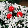Flores decorativas 100-300 pçs artificial holly berry enfeites de natal cereja carimbo mini bagas falsas diy ano festa natal guirlanda