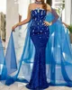Sexiga Royal Blue paljetter Prom Dresses Crystal Beaded Appliques Cocktail Evening Dress Homecoming Glows Robe de Bal