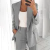 Kvinnors kostymer 2023 Plus Size Women Blazer Suit Ladies Formal Work Jacket Office Slim Open Front Single Grain Buckle Vintage Kvinnliga kläder