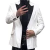 Black Collision Shinny Mirror Pure White Bright Leather Suit Men's Slim Fitting Single Button Banquet Stage Performance Dress