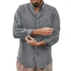 Casual overhemden voor heren Heren shirt met lange mouwen Baggy Button-up Tops T Solid Blouse Vest Kleur Revers