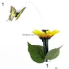 Trädgårdsdekorationer Solenergi Flying Butterfly Bird Sunflower Yard Stake Ornament Decoroutdoor Decor Flower Pot DHM5V