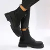 2024 nouvelles bottes pour femmes bottes d'hiver plus velours femme chaussure mode femme respirant peau de vache fermeture éclair avant botte noire légère